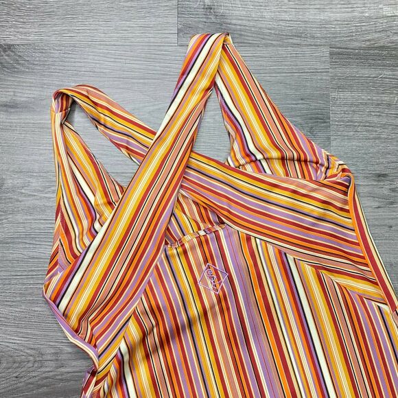 STONEWEAR DESIGNS | sz S Women's Orange Multi Stripe Cross Back Tank Dress - Picture 2 of 6